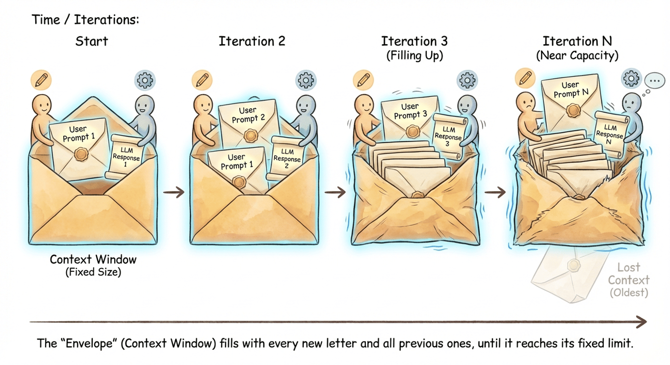 Sequence of mailing letters filling up a box