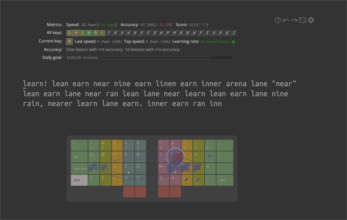 08/31/2025 - First tests using Colemak-dh on Keybr