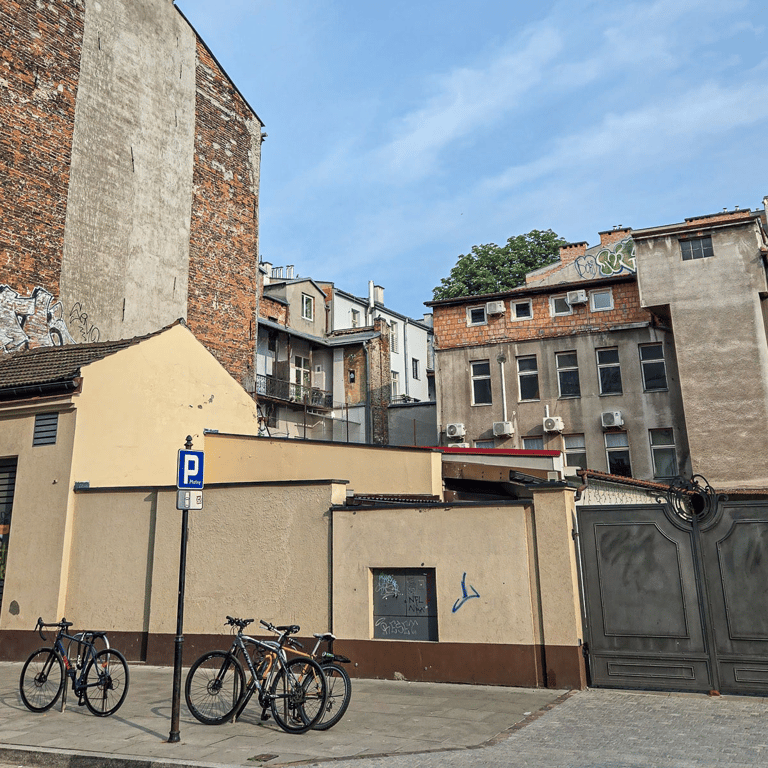Buildings and blue sky, Krakow morning