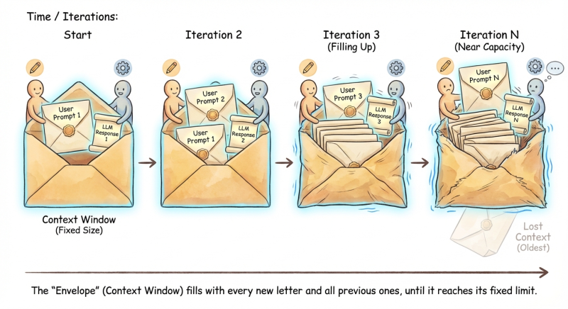 Sequence of mailing letters filling up a box