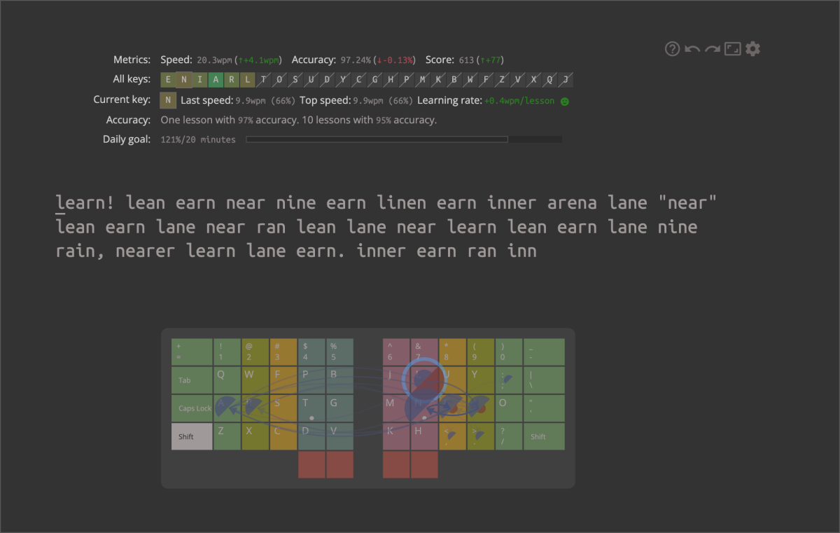 08/31/2025 - First tests using Colemak-dh on Keybr