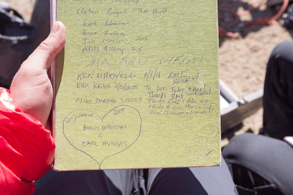 My dedication note in the summit log