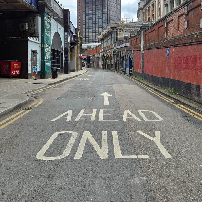 Ahead only painted on road