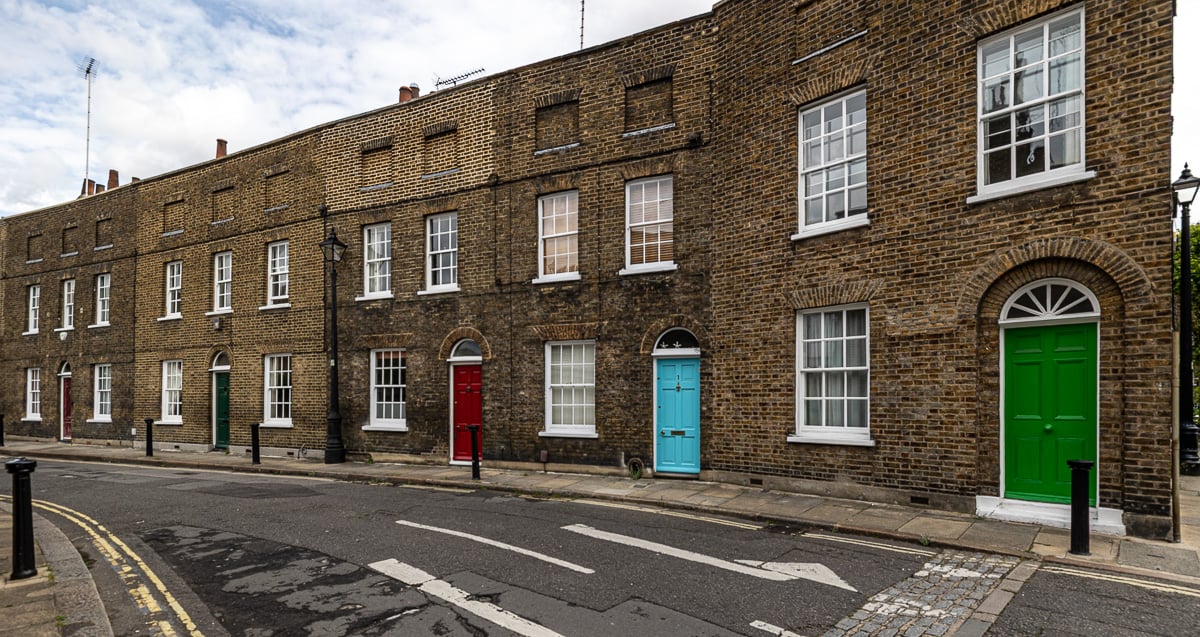 Colored doors on appartments