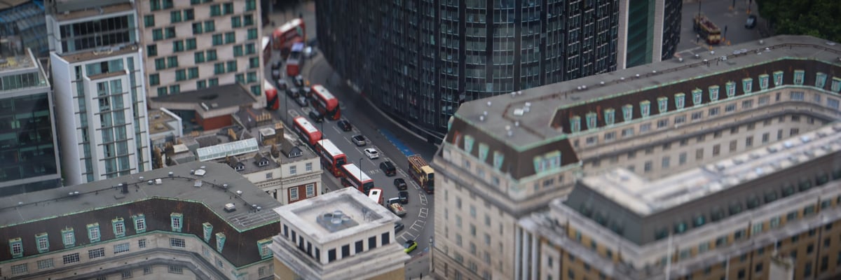 Buildings and Small Buses from London Eye