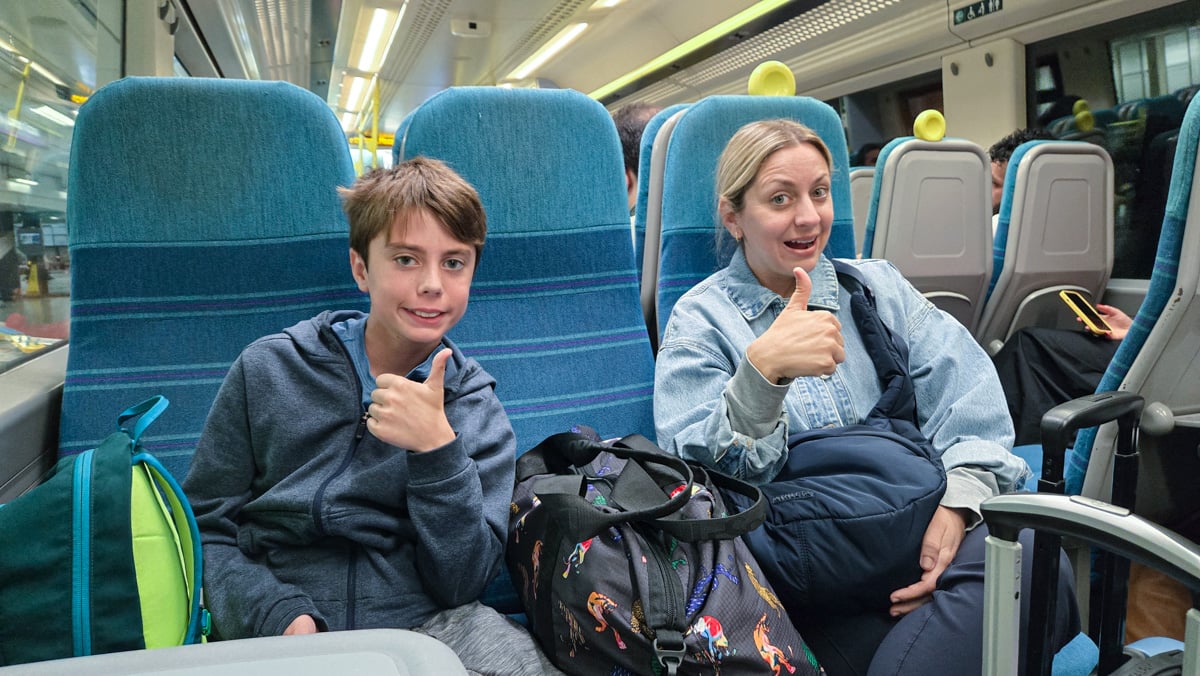 Lori and Max on train