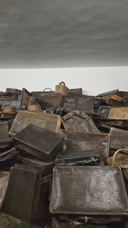 Piles of suitcases at Auschwitz
