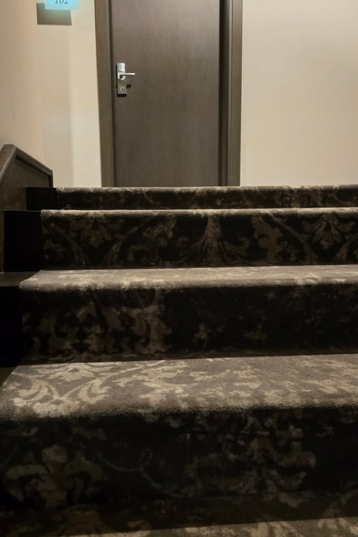 Hotel stairs of different heights