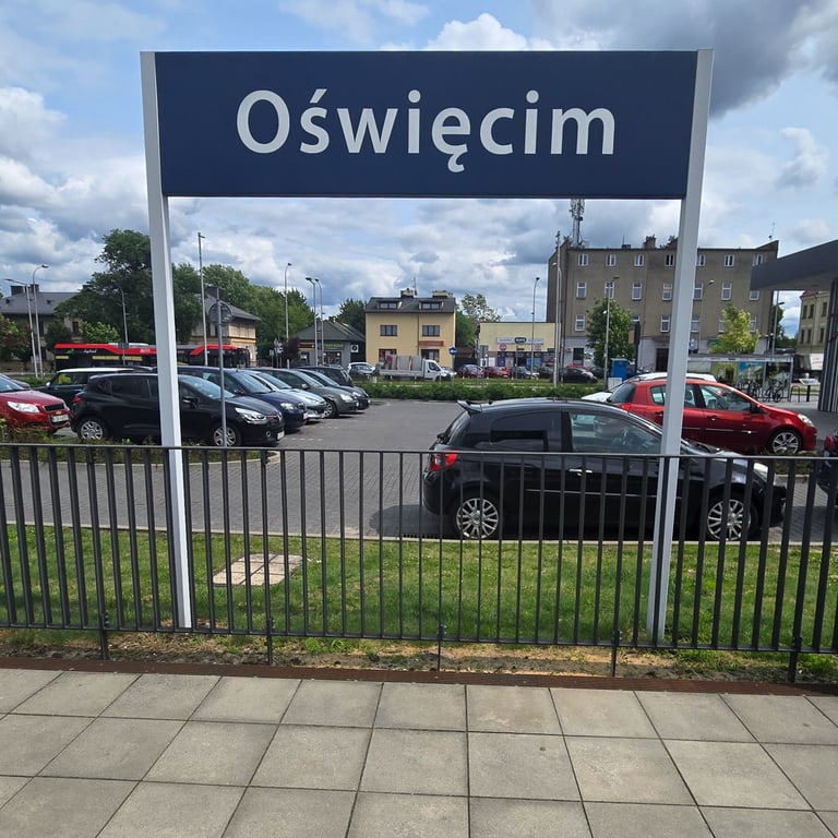 Oświęcim station sign