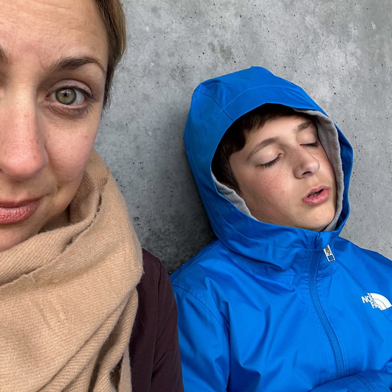 Tyler and Lori trying to stay warm