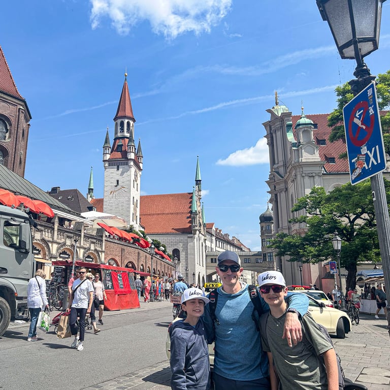 Eric, Tyler, and Max outside Marienplatz