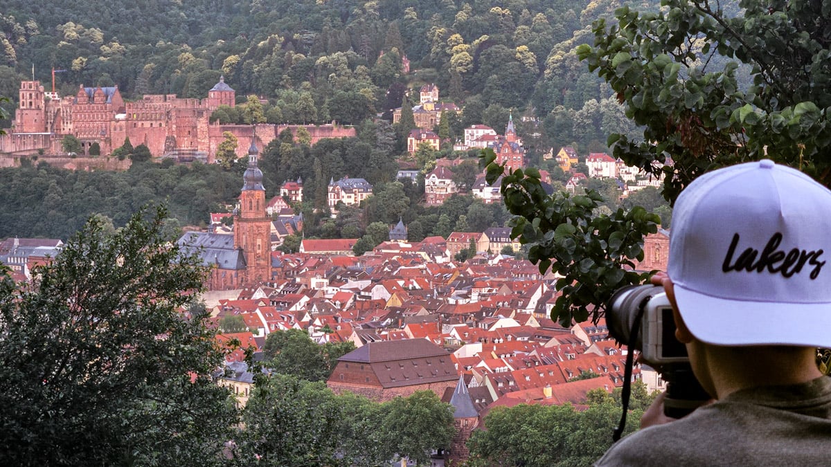 Tyler dialing in his photography skills on the castle