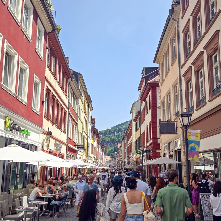 A view of people on Hauptstraße